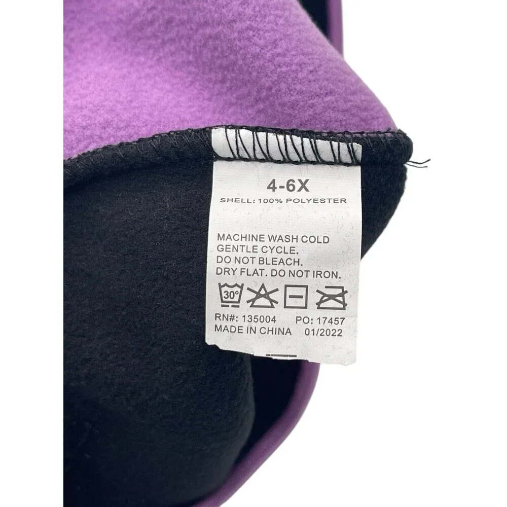 Cold Front Face Mask Girls Size 4-6X Purple Black Micro Fleece Winter‎ Hat